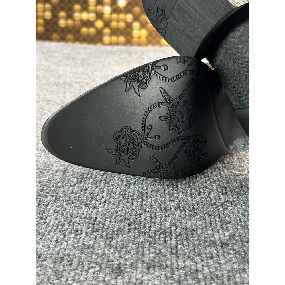 Santimon Men's Patent Croc Embossed Ankle Boots Black Side Zip 8M Deadstock - Picture 9 of 14